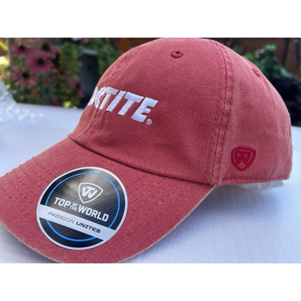 Y2K 2008 Loctite Promo Hat Top of the World Red Strapback Dad Cap Embroidered